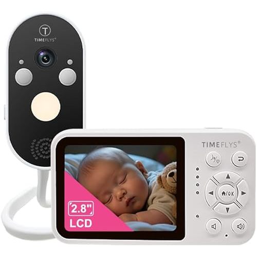 TimeFlys Video Baby Monitor, Both Units Rechargeable, Outdoor Use For Camping, Car Camera Usage, Camera 40-hour Battery, Night Vision, 2-Way Audio, Lullabies, No WiFi Required, Model Z280L,2.8" Screen