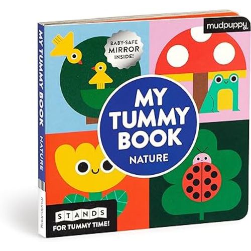 My Tummy Book Nature: High-Contrast Fold-Out Book That Stands for Tummy Time, Baby-Safe Mirror Inside!