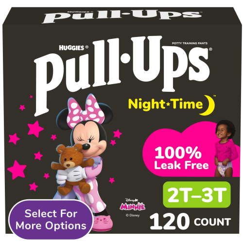 Pull-Ups Girls' Night-Time Overnight Potty Training Pants, 2T-3T, 120 Count