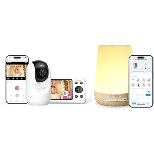 Momcozy Smart WiFi Baby Monitor with Camera and Audio & Momcozy White Noise Machine for Baby Sleeping with Night Light