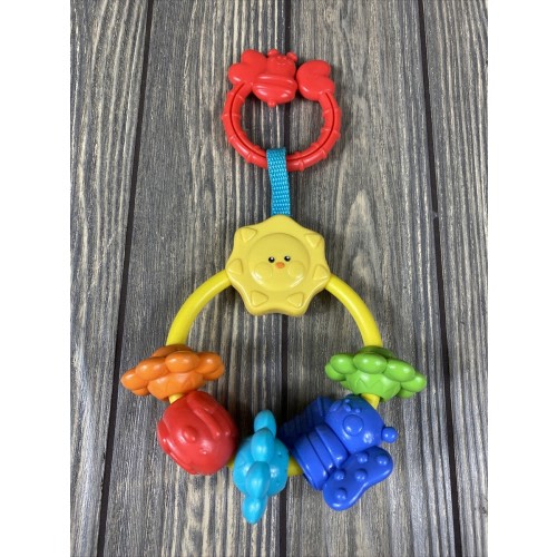 Fisher Price Yellow Sun Baby Flower Bee Butterfly Teether Ring Toy Kids Toddler