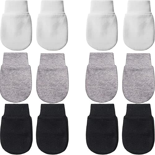 Geyoga 6 Pairs Newborn Baby Mittens No Scratch Gloves Infant Toddler Anti Scratch Essentials Unisex for 3-9 Months Girls Boys