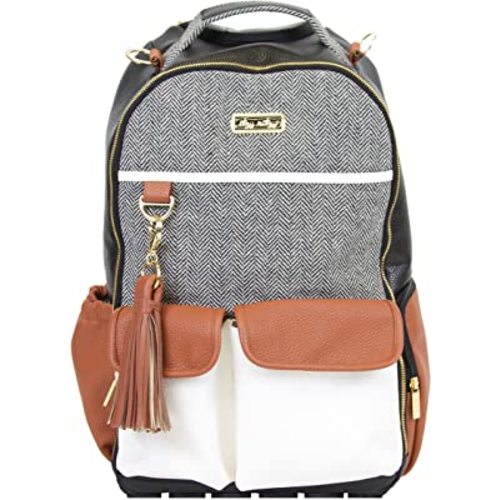 Itzy Ritzy– Large Capacity Boss Backpack Diaper Bag Featuring Bottle Pockets, Changing Pad, Stroller Clips and Comfortable Backpack Straps, Vanilla Latte