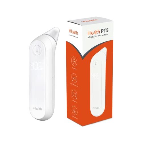 iHealth Ear Thermometer PT5 for Adults, Babies, Toddlers and Kids, Baby Thermometer with 20 Disposable Lens Filters, Digital Thermometer with Easy-to-Read LED Display, Fast,Gentle and Precise Results