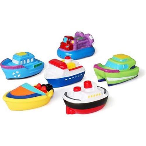 Bathtub Floating Bath Toys(6PCS),Baby Soft Bath Time Boat Toys,Bathtub Learning Water Toys and Bathroom Toys for Toddlers
