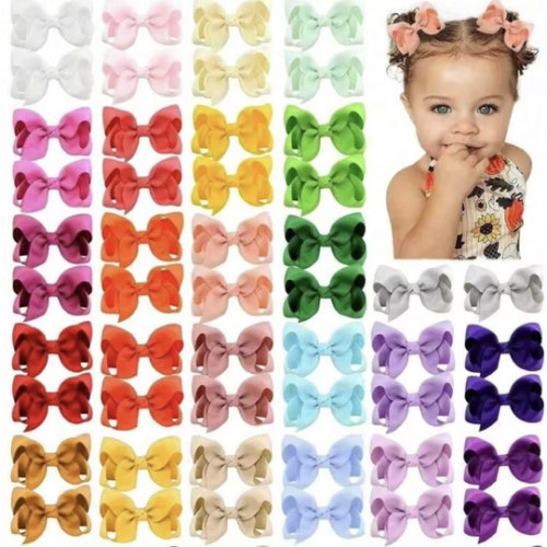 4/20/40/60 piezas Pinzas para el cabello con moño de satén de colores aleatorios, adecuadas para niñas, niñas pequeñas y niños para uso diario y regalos festivos | SHEIN USA