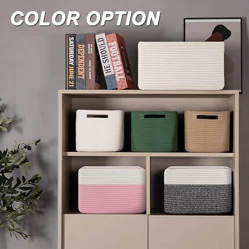 4 Pack Storage Baskets for Organizing, Woven Baskets for Shelves - Perfect for Toys, Books, Towels, and Clothes, Durable Gift Basket Bins Toy Storage, 15.7''Lx11.8''Wx7.8''H, White