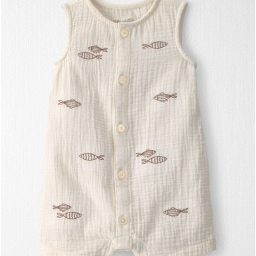 Baby Organic Cotton Gauze Embroidered Romper - Little Planet | Carter's