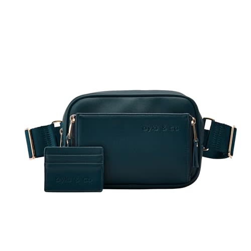 AYLA & CO Women's Fanny Pack Adjustable Belt Bag with Crossbody Style, Magnetic Pocket, Key Leash, and Charging Pocket, Regular Strap 32-46 Inch, Peacock