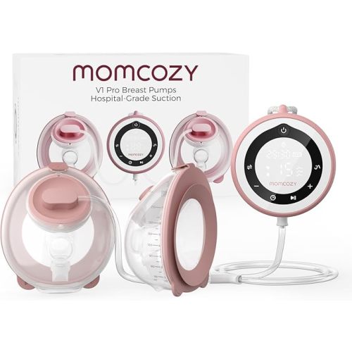 Momcozy Breast Pump V1 Pro Hospital-Grade, Hands-Free & Portable Wearable Pump, Upgraded Electric Pump with 3 Fine-Tuned Rhythms|15 Levels, Come with Leak-Proof