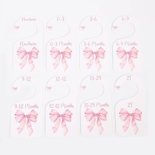 Bow Nursery Closet Dividers - Bow Baby Shower,Girl Closet Dividers,Baby Girl Closet Organizer with Bow,Newborn to 24 Months for Home Nursery (Pink)