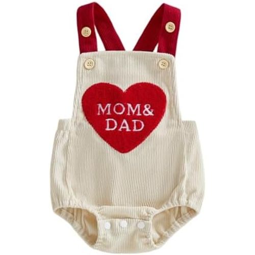 BemeyourBBs Newborn Baby Boy Girl Valentines Outfit Hear Halter Romper Jumpsuit One Piece Outfit Infant Spring Clothes