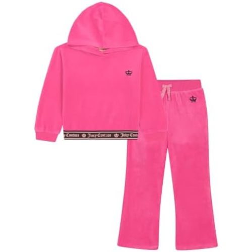 Juicy Couture Girls' 2-piece Velour Set, Sweatshirt With Jogger Pant
