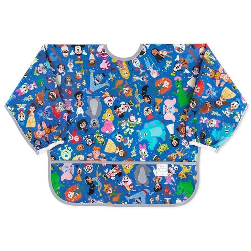Bumkins Disney Sleeved Bib for Girl or Boy, Baby and Toddler for 6-24 Mos, Essential Must Have for Eating, Feeding, Baby Led Weaning Supplies, Long Sleeve Mess Saving, 100 Magical Celebration