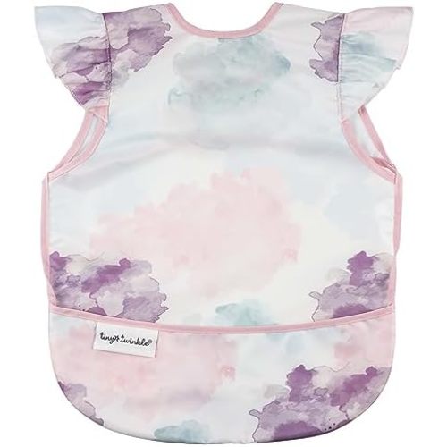 Tiny Twinkle Mess Proof Baby Bib for Girls | Waterproof Toddler Bib for Eating | Baby Apron for Feeding | Machine Washable | Perfect Shower Gift (Cotton Candy, 6–24M)