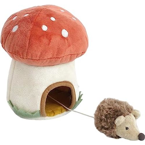 MON AMI Toadstool Cottage Mushroom Stuffed Toy – 8 Inches | Soft Plush Activity Toy for Babies & Toddlers | Sensory Montessori Toy, Nursery Room Décor | Cute for All Ages