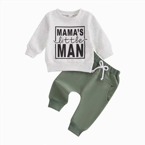 HCNTES Toddler Baby Boy Clothes 3 6 9 12 18 24 Months Fall Outfits Long Sleeve Sweatshirt Tops + Pants Set(3-6 Months,Grey&e3)