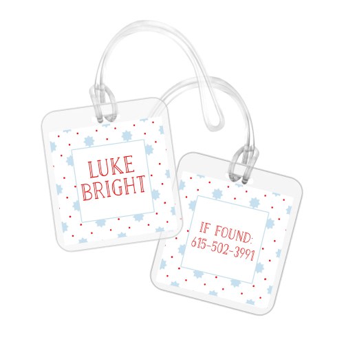 Star Dot Bag Tag | red and blue star dot luggage tag | preppy luggage tag | preppy bag tag
