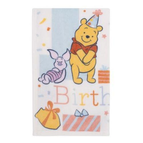 NoJo Disney Winnie the Pooh My 1st Birthday Multi-Colored Piglet, Tigger, and Eeyore Super Soft Photo Op Baby Blanket