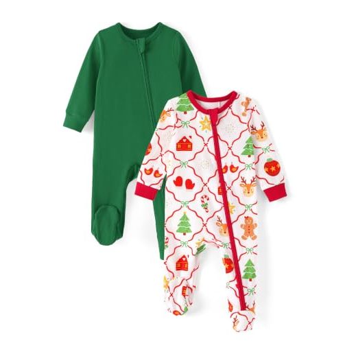 PATPAT Cotton Baby Footie Pajamas, Baby Sleepers for Boys & Girls | Built-In Footies, Smooth Full-Length Zip, Protective Chin Guard,Soft Stretch Comfort, Easy Dressing, NB-12M