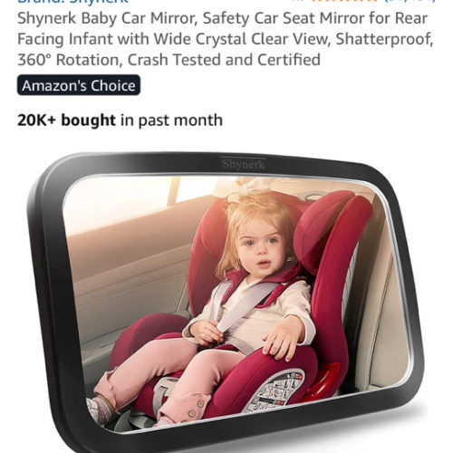 Amazon.com : Shynerk Baby Car Mirror, Safety Car Seat Mirror for Rear Facing Infant with Wide Crystal Clear View, Shatterproof, 360° Rotation, Crash Tested and Certified : Baby
