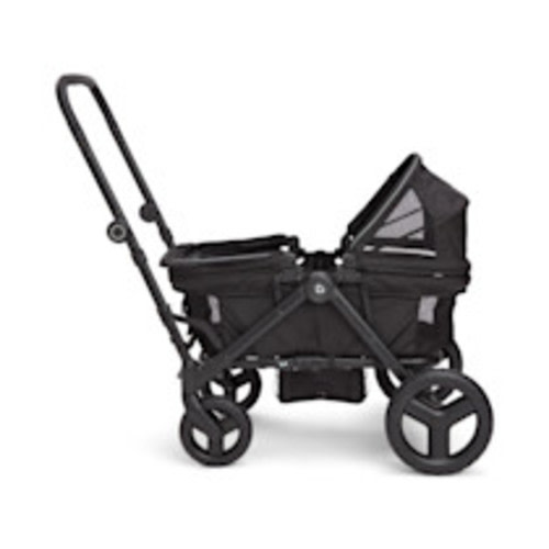 Munchkin Collapsible Wagon for Kids, Foldable, Ultra-Compact and Lightweight Stroller Wagon, All-Terrain Wheels, Adjustable Sun Canopy - Holds Up to 2 Passengers, Black