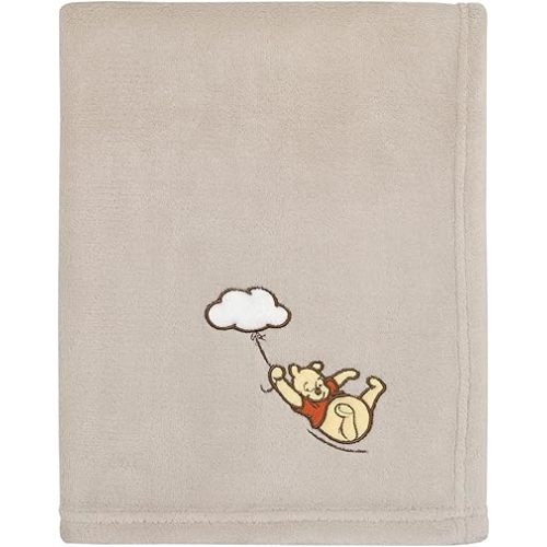 NoJo Disney Winnie The Pooh - Blustery Day Grey Cloud Super Soft Baby Blanket with Applique