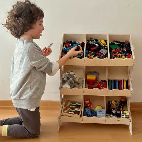 Montessori Wooden Toy Shelf Organizer for Toddlers, Kids Furniture for Playroom, Nursery Bookcase, Montessori Storage, Gift for Toddler