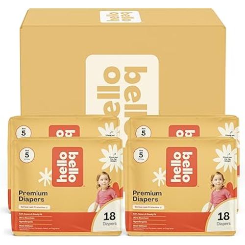 Hello Bello Diapers, Size 5 (27+ lbs) Superstars - 72 Count Value Pack of Premium Disposable Baby Diapers, Hypoallergenic with Soft, Cloth-Like Feel