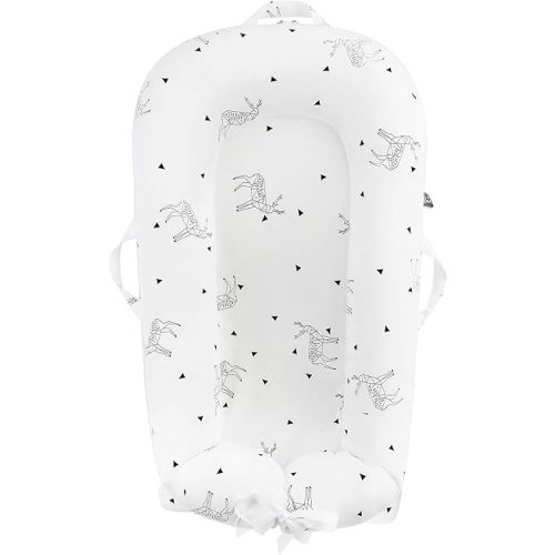 Newborn Baby Nest Sleep Pod Covers Only - for Dock A Tot Deluxe Plus + Extra Cover 100% Cotton Co Sleeping Replacement Cover Boys Girls(Fits Dockatot Deluxe+) (Triangle Dear)