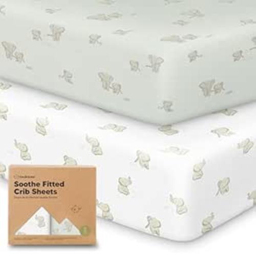 KeaBabies 2-Pack Organic Crib Sheets for Boys, Girls - 52x28 Fitted Crib Mattress Sheet Neutral, Breathable Jersey Cotton Cover for Baby Bed, Toddler Mattress, Soft & Cute Prints (Elly)