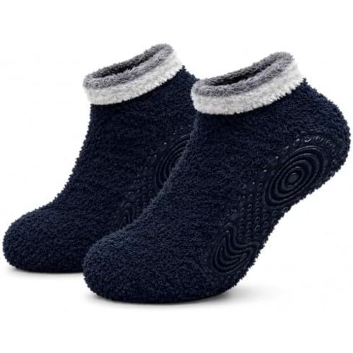 Polar Feet Fuzzy Socks for Women, No Show Non Slip Grip for House Hospital