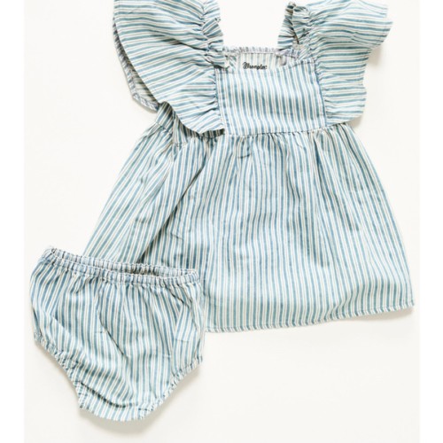 Wrangler Infant Girls' Striped Short Sleeve Denim Dress - 2 Piece