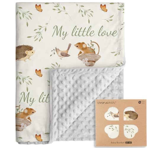 CIVARUA KIDS Baby Blankets for Newborn - Nursery Minky Blankets Super Soft for Boys Girls, Infant Toddler Blanket with Double Layer Dotted Backing for Baby Crib Stroller, 30 x 40 Inch, Animal World