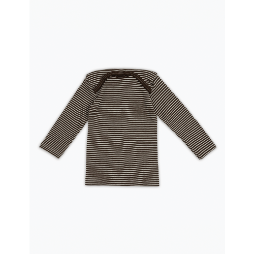 Wool/Silk Baby Top in Brown and White Stripe