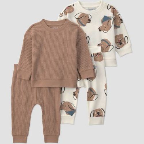 Carter's Just One You® Baby Boys' 4pc Dog Sweatshirt and Jogger Pants Set - Tan 18M