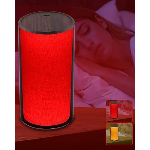 670nm Red Light Night Light Lamp for Sleep - Zero Blue Light, Rechargeable Portable Dimmable Red &1500K Amber Lamp for Bedroom Nursery Camping