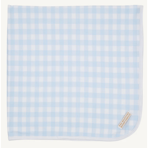 Baby Buggy Blanket - Buckhead Blue Gingham with Worth Avenue White