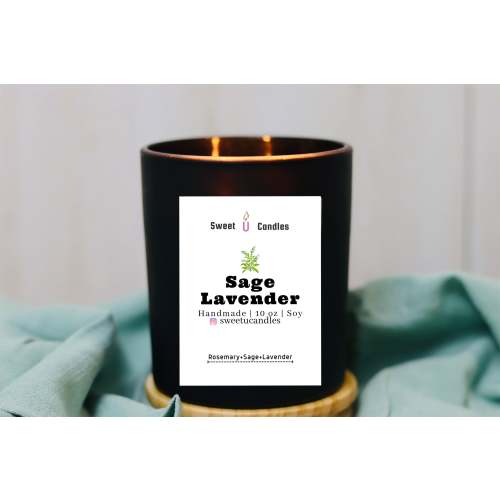 Sage & Lavender Soy Candle 10 oz | Calming Lavender Candle β Sweet U Candles
