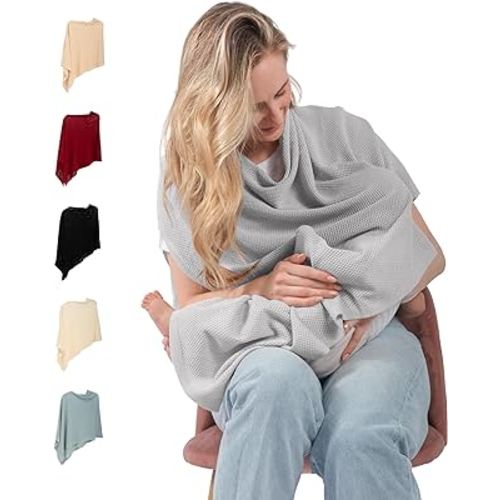 Breathable Nursing Cover Up for Breastfeeding - Privacy Nursing Covers - Improved Ponchy by Gold Mamas - Newborn Essentials Must Haves - TrueGray