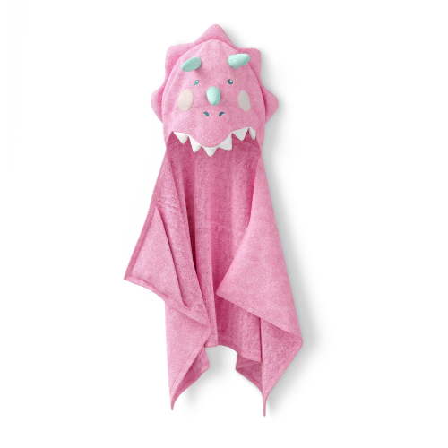 Mainstays Kids Hooded Cotton Terry Bath Towel, 25" x 50", Pink Dino