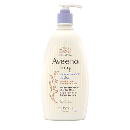 Aveeno Baby Calming Comfort Moisturizing Bedtime Body Lotion with Lavender Vanilla Scent 18 fl oz