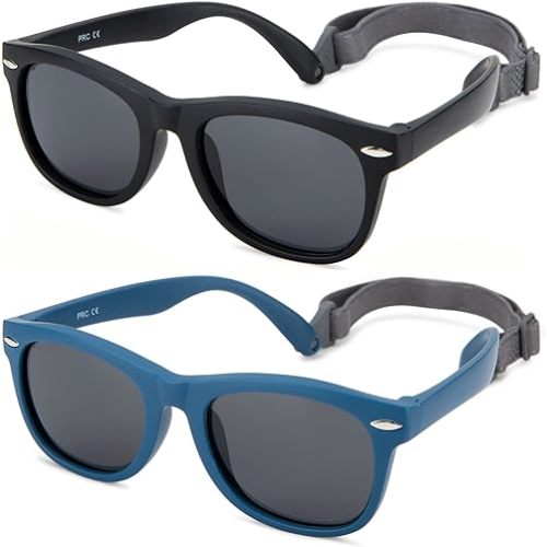 Hycredi Flexible Polarized Baby Sunglasses with Strap for Newborn Infant Boys Girls Age 0-24 Months，100% UV Protection