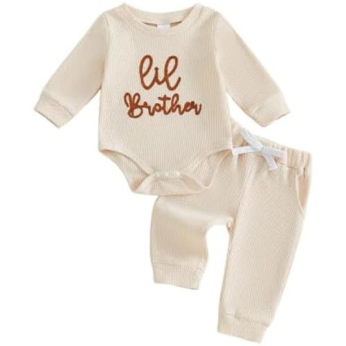 Ayalinggo Big Brother Little Brother Matching Outfits Short Sleeve Waffle T-shirt Top Shorts Set Big Lil Bro Sibling Clothes