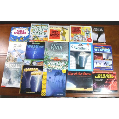 Set 15 HBPB Weather Picture Books Clouds Rain Snow Hurricane Science Teacher W2