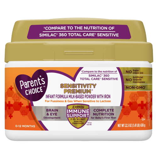 Parent's Choice Sensitivity Premium Baby Formula with Iron, Dual HMOs, 638 Gram HSA/FSA Eligible