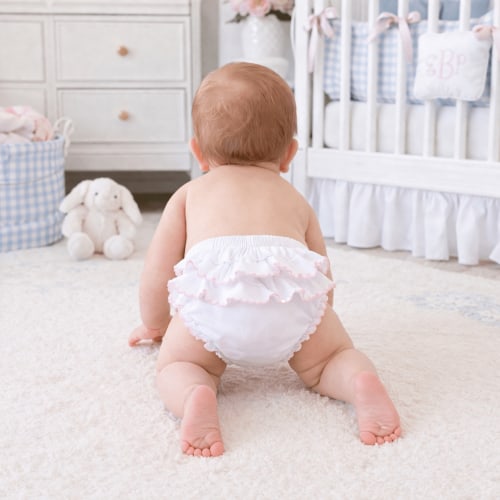 Baby Girl White Diaper Cover with Pink Trim - Pima Cotton - Essentials – Magnolia Baby