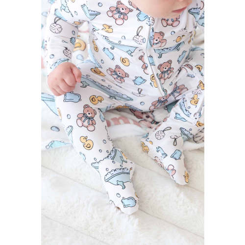 Bathtime Besties Zipper Footie | Blue