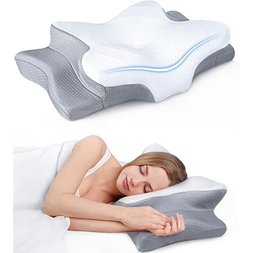 Ultra Pain Relief Cooling Pillow for Neck Support, Adjustable Cervical Pillow Cozy Sleeping, Odorless Ergonomic Contour Memory Foam Pillows, Orthopedic Bed Pillow for Side Back Stomach Sleeper