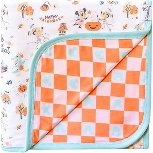 Copper Pearl Large Premium Knit Baby 3 Layer Stretchy Quilt Blanket Mickey Mouse's Boo Bash